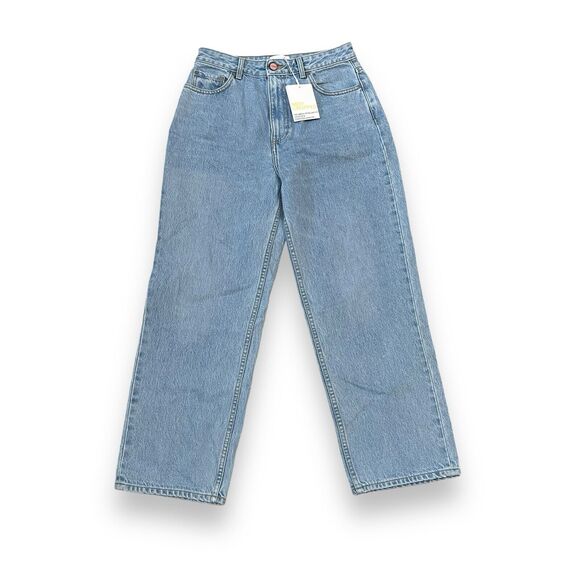 NWT GANNI Misy Cropped Relaxed Straight High Rise Jeans Size 28 Light Blue Stone - Picture 3 of 13